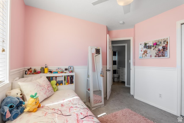 bedroom featuring carpet floors and a ceiling fan