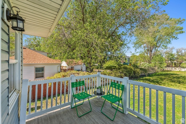 deck with a yard