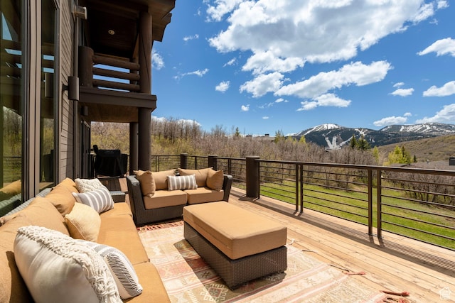 3623 Oakwood Ct, Park City, UT 84060 - deck featuring an outdoor living space and a mountain view