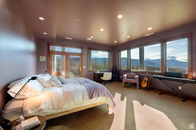 3623 Oakwood Ct, Park City, UT 84060 - bedroom featuring carpet, recessed lighting, and a mountain view