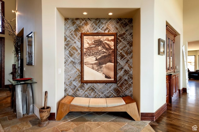 3623 Oakwood Ct, Park City, UT 84060 - wine cellar featuring an accent wall, baseboards, and recessed lighting