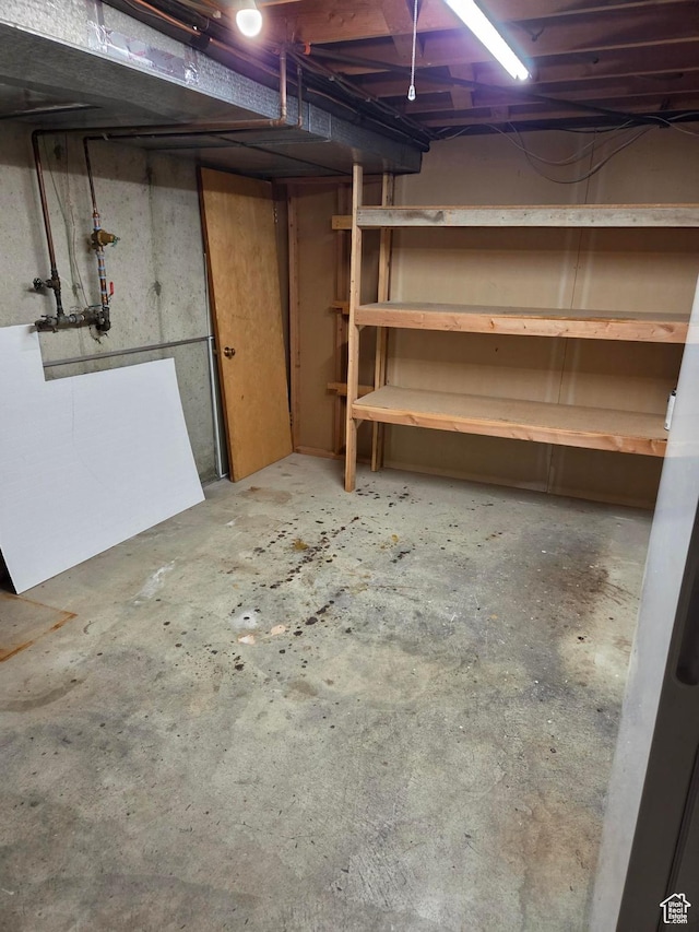 view of unfinished basement