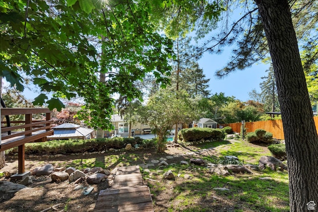view of yard with fence
