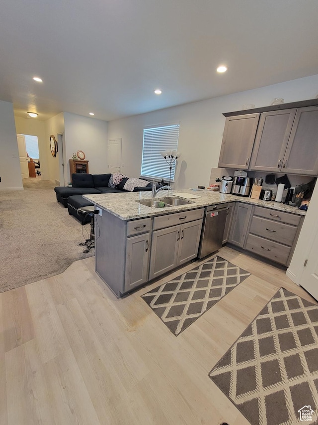 250 W 1200 S Unit 84, Tremonton, UT 84337 - kitchen featuring dishwasher, gray cabinets, a peninsula, a sink, and open floor plan