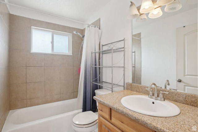 4372 S Wildrose Dr W, West Valley City, UT 84120 - bathroom with toilet, shower / tub combo, vanity, and a chandelier