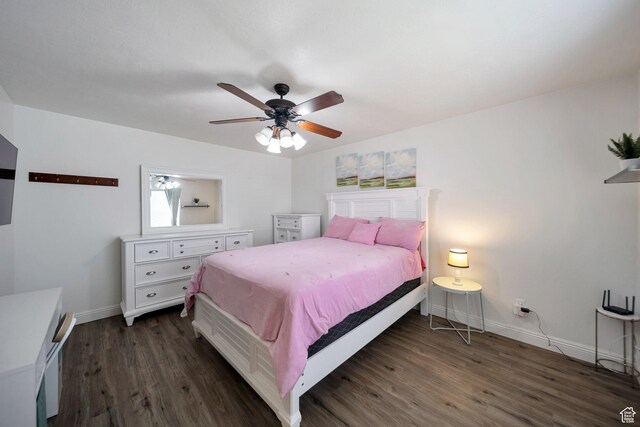 317 S 1000 W Unit 104, Pleasant Grove, UT 84062 - bedroom with wood finished floors, baseboards, and ceiling fan