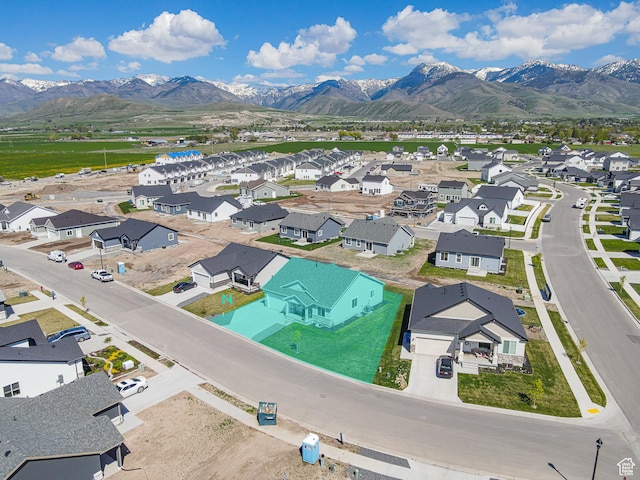 aerial perspective of suburban area featuring mountains