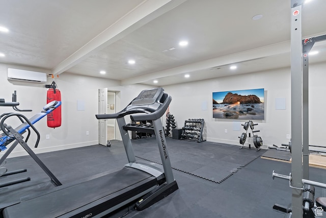 2685 N 850 E, North Ogden, UT 84414 - exercise room featuring a wall mounted air conditioner, recessed lighting, and baseboards