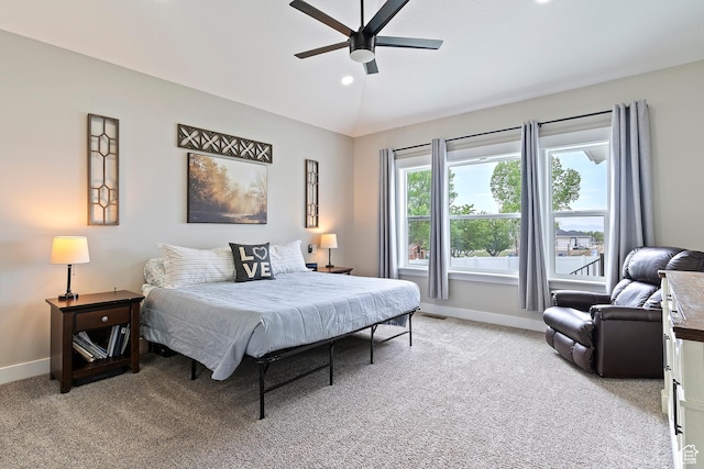 2685 N 850 E, North Ogden, UT 84414 - bedroom featuring light carpet, baseboards, ceiling fan, and recessed lighting