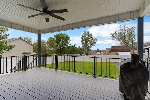 2685 N 850 E, North Ogden, UT 84414 - wooden terrace featuring ceiling fan and a grill