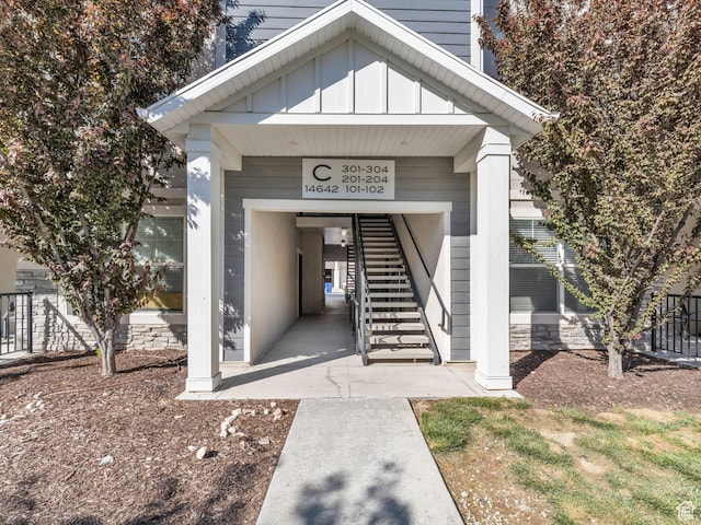 14642 S Mckellen Dr Unit 201, Herriman, UT 84096 - property entrance featuring board and batten siding and fence