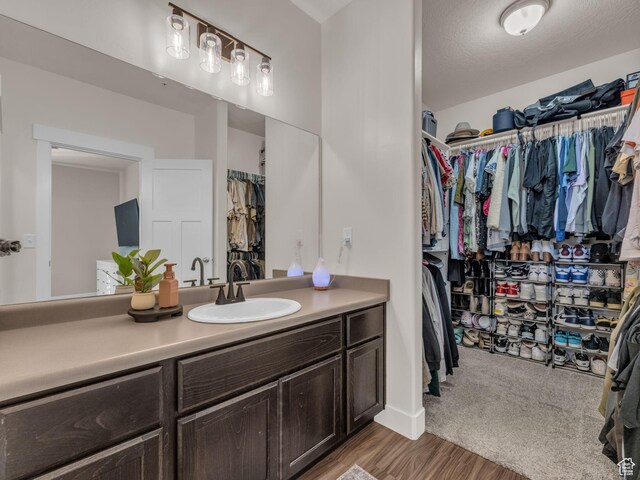 14642 S Mckellen Dr Unit 201, Herriman, UT 84096 - bathroom with a spacious closet, vanity, and wood finished floors