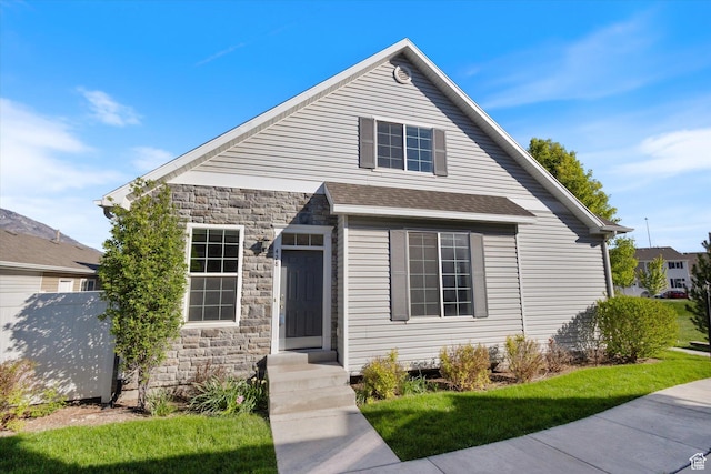 view of front of home featuring stone siding