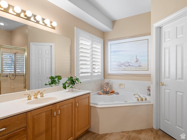 11834 S Cottage View Ln, Draper, UT 84020 - full bathroom with a shower stall, vanity, a garden tub, and tile patterned flooring
