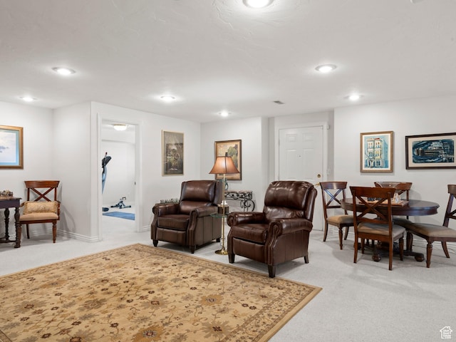 11834 S Cottage View Ln, Draper, UT 84020 - living area with light carpet, recessed lighting, and baseboards