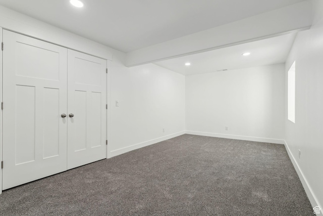 8392 S Oak Vista Dr, West Jordan, UT 84081 - unfurnished bedroom featuring dark colored carpet, recessed lighting, baseboards, and a closet