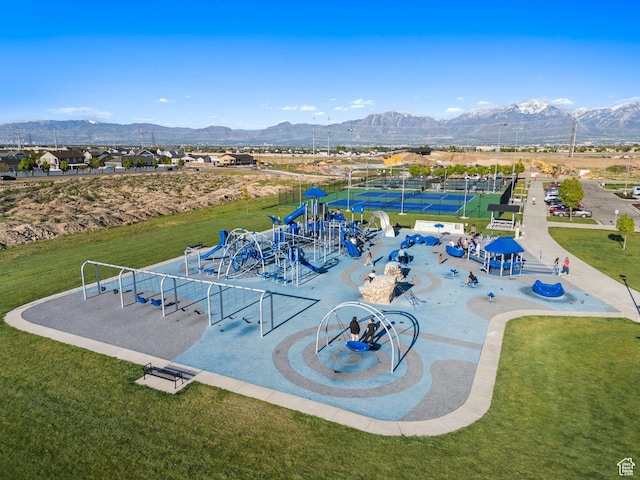 8392 S Oak Vista Dr, West Jordan, UT 84081 - drone / aerial view of a mountainous background and a recreational park