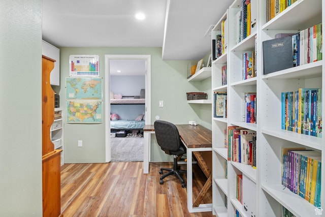 office area with wood finished floors