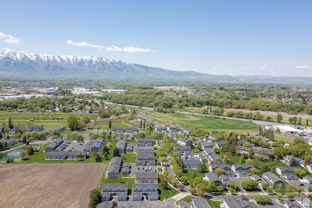 aerial perspective of suburban area with mountains