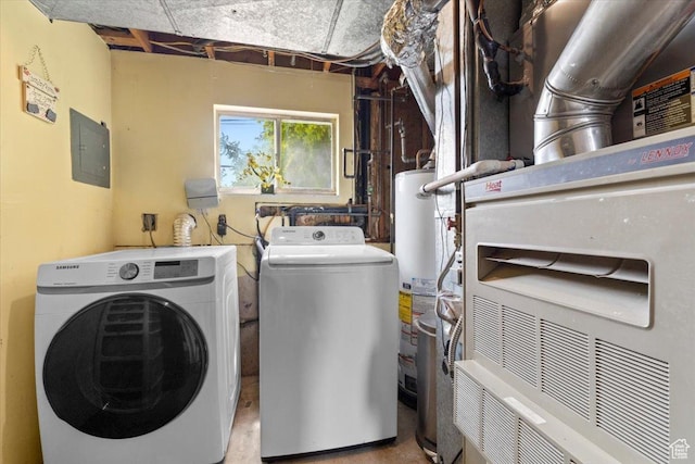 1471 W 1460 N, Provo, UT 84604 - laundry area featuring washer and dryer, heating unit, electric panel, and gas water heater