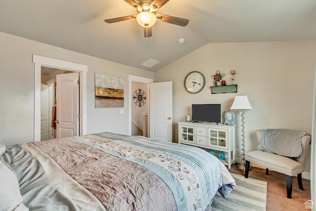 14397 S Hill Shadow Way Unit 87, Herriman, UT 84096 - carpeted bedroom with vaulted ceiling and a ceiling fan