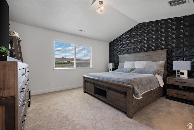2005 N 4260 W, Lehi, UT 84043 - carpeted bedroom featuring lofted ceiling, baseboards, an accent wall, and wallpapered walls