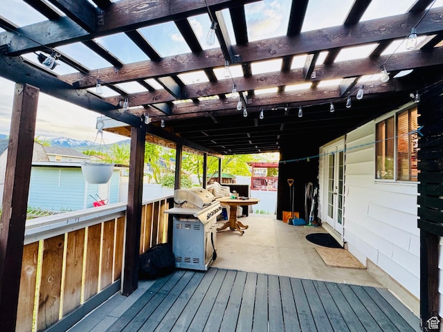 deck featuring a pergola