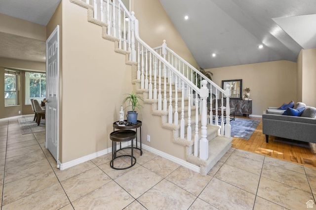 8017 S Showcase Ln, Sandy, UT 84094 - stairs featuring tile patterned flooring, baseboards, and recessed lighting