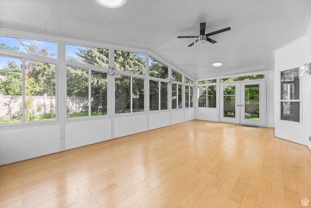 8017 S Showcase Ln, Sandy, UT 84094 - unfurnished sunroom featuring french doors, wood finished floors, and lofted ceiling