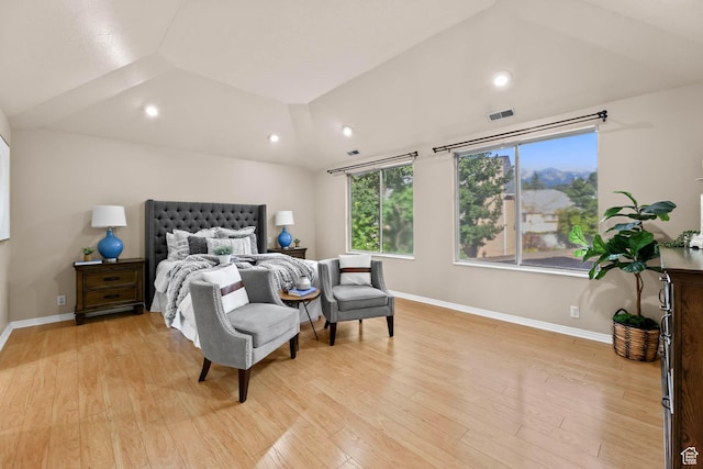 8017 S Showcase Ln, Sandy, UT 84094 - bedroom with light wood finished floors, baseboards, recessed lighting, and vaulted ceiling