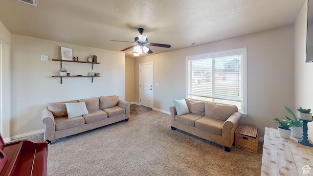 90 W Cedar Ln, Franklin, ID 83237 - living area with light colored carpet, a ceiling fan, and baseboards