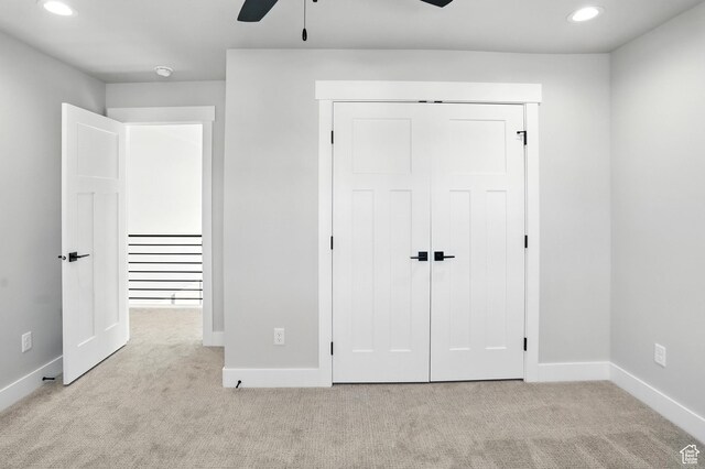 1734 N 4100 W, Plain City, UT 84404 - unfurnished bedroom with carpet flooring, recessed lighting, a closet, and a ceiling fan