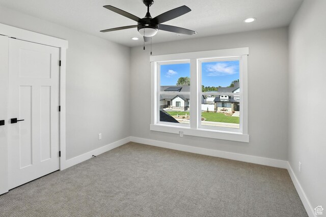 1734 N 4100 W, Plain City, UT 84404 - spare room featuring carpet floors, ceiling fan, and recessed lighting