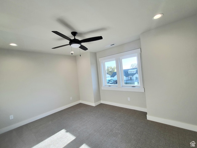 1734 N 4100 W, Plain City, UT 84404 - empty room with dark carpet, recessed lighting, baseboards, and a ceiling fan