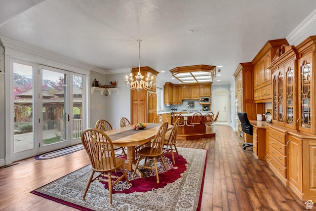 542 E 10000 S, Salem, UT 84653 - dining room featuring hardwood / wood-style flooring, a chandelier, ornamental molding, and a desk