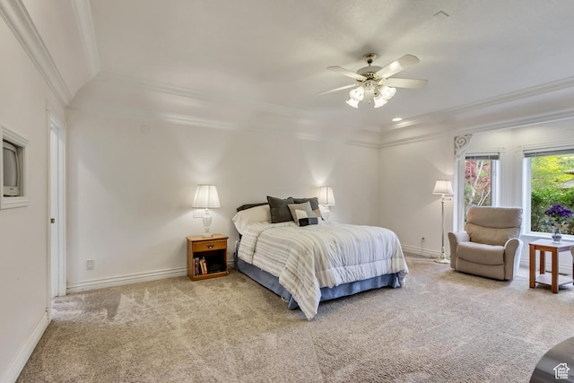 542 E 10000 S, Salem, UT 84653 - bedroom with carpet flooring, crown molding, baseboards, and ceiling fan