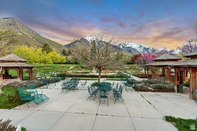 542 E 10000 S, Salem, UT 84653 - patio terrace at dusk featuring a gazebo and a mountain view