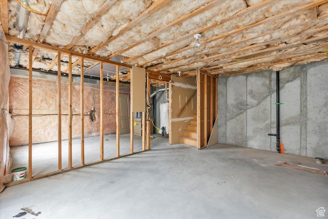 unfinished below grade area with stairway