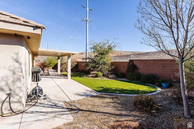 view of yard with a patio area
