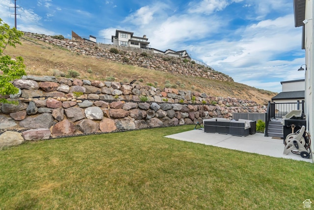 5402 N Meadow Lark Ln, Lehi, UT 84043 - view of grassy yard with a patio and outdoor lounge area