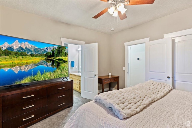 2099 W 700 S, Syracuse, UT 84075 - bedroom featuring dark colored carpet, a textured ceiling, and a ceiling fan