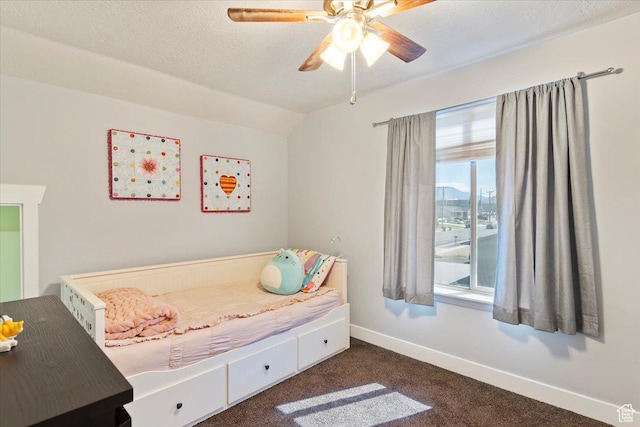 2099 W 700 S, Syracuse, UT 84075 - bedroom with carpet, baseboards, a ceiling fan, and lofted ceiling