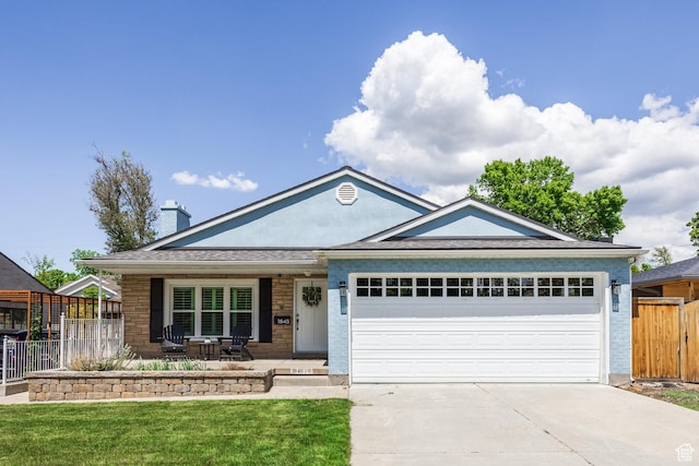 1845 E Princeton Ave, Salt Lake City, UT 84108 - ranch-style house with an attached garage, driveway, covered porch, and a chimney
