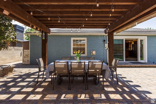 1845 E Princeton Ave, Salt Lake City, UT 84108 - view of patio / terrace with a pergola, outdoor dining space, and fence
