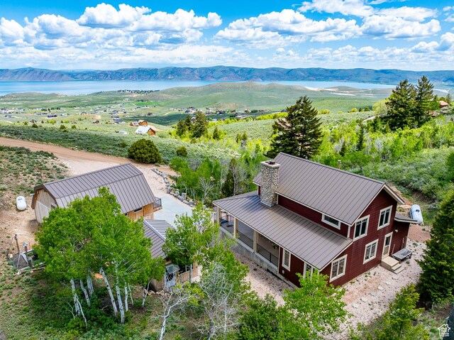 3431 S Panorama Dr, Garden City, UT 84028 - aerial view of property and surrounding area with a water and mountain view