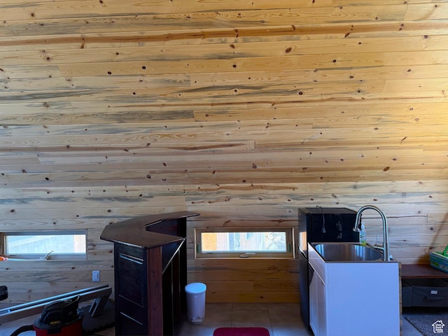 3431 S Panorama Dr, Garden City, UT 84028 - sauna / steam room featuring wood walls and tile patterned flooring