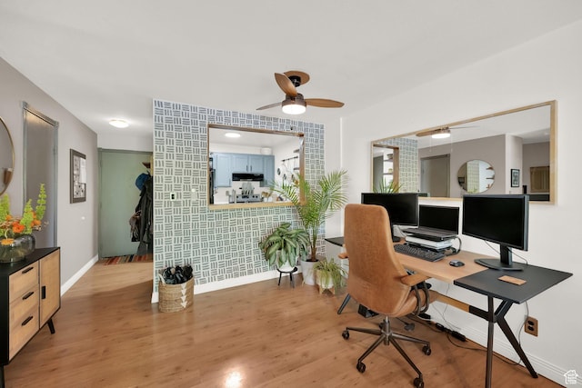 339 E 600 S Unit 1111, Salt Lake City, UT 84111 - office featuring ceiling fan, baseboards, and light wood-style flooring
