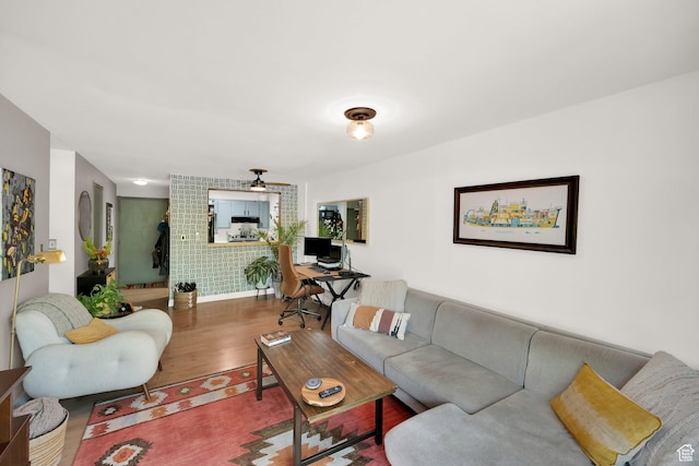 339 E 600 S Unit 1111, Salt Lake City, UT 84111 - living room with a ceiling fan and wood finished floors