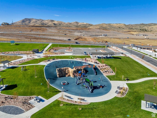 2571 N Geranium Dr W Unit 239, Saratoga Springs, UT 84045 - aerial view of a recreational park and a mountain backdrop