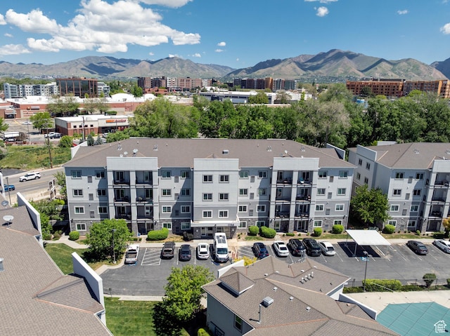 drone / aerial view of a mountain backdrop